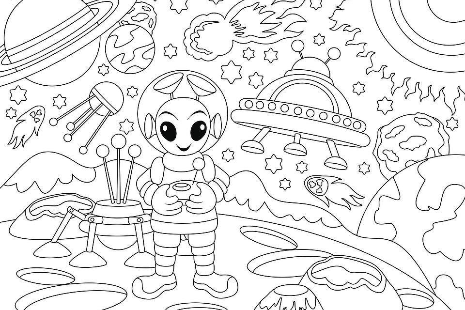 Fun Alien Coloring Pages for Kids: Free Printable Activity Pages of Adorable Extraterrestrials | Printables | 30Seconds Mom