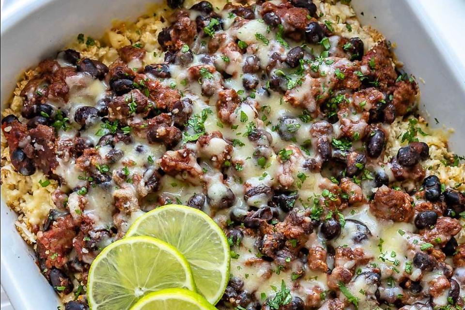 Skinny Beef Taco Casserole Recipe With Cauliflower Rice Is a Family Pleaser