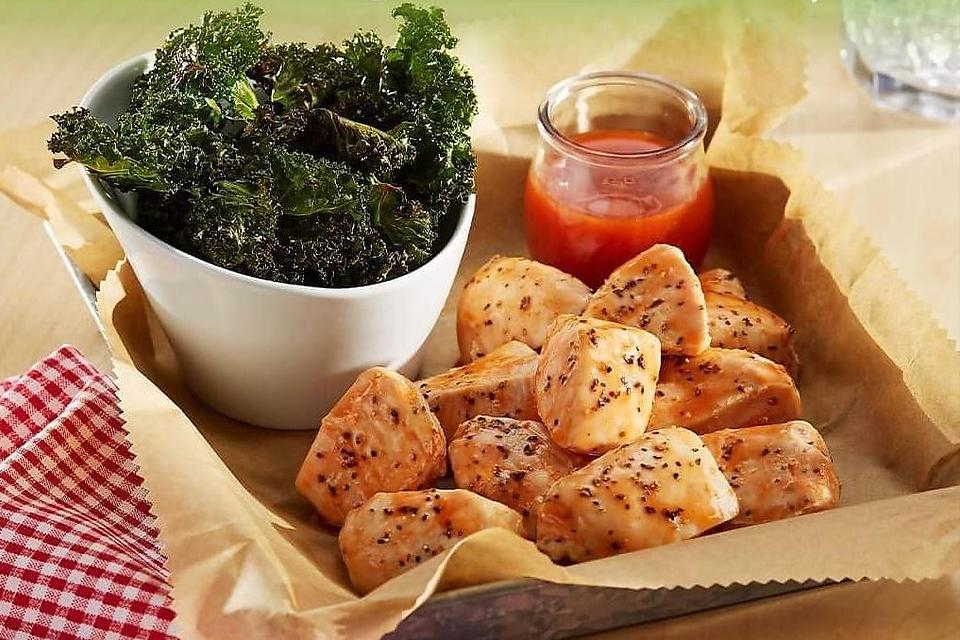 Baked Chicken Nuggets Recipe With Sesame Buffalo Sauce & Kale Chips: A Complete 30-Minute Dinner or Lunch