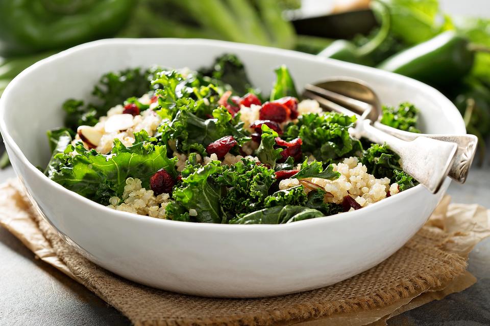 Healthy Cranberry Kale & Quinoa Salad Recipe With Sweet & Tangy Cranberry Dressing