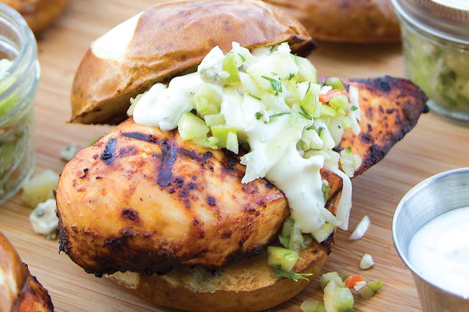 Blowout Buffalo Chicken Sandwich Recipe With Blue Cheese Slaw: How to Do Sandwich Night & Tailgating Right