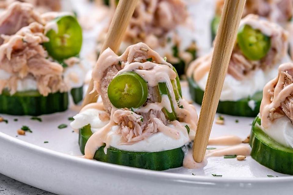 Healthy Tuna Cucumber Bites Recipe With Spicy Mayo Packs a Big Flavor Punch