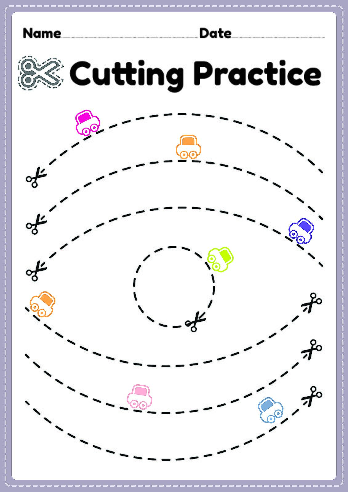 Cutting Practice Worksheets for Kids: Free Printable Activity Sheets for Practicing Scissor Skills | Printables | 30Seconds Mom