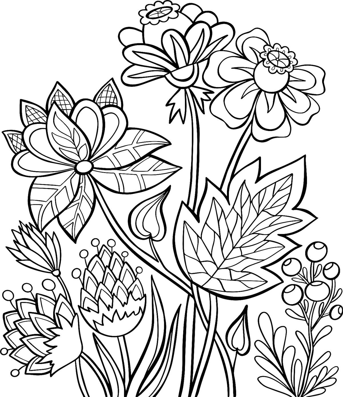 Spring Flowers Coloring Pages: Free Printable Coloring Pages of Flowers ...